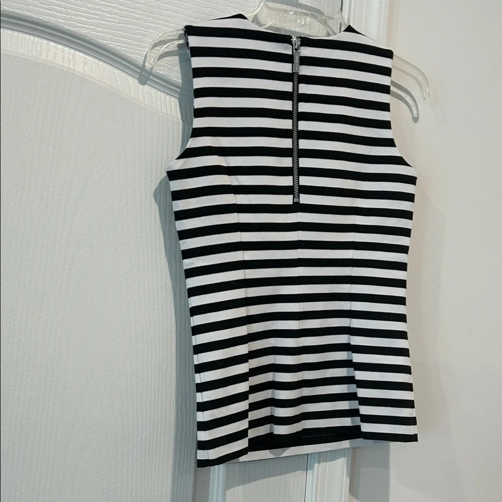 Michael Kors Black and White Striped Tank Top